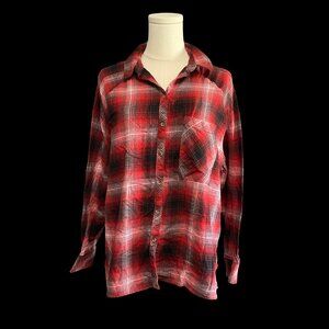Red/Black Plaid Light Flannel Shirt